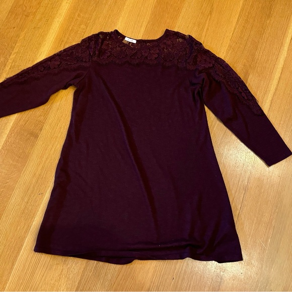 Deep Burgandy/Wine Whimsigoth dress/top with lace trim Large , fairy grunge - Picture 2 of 8